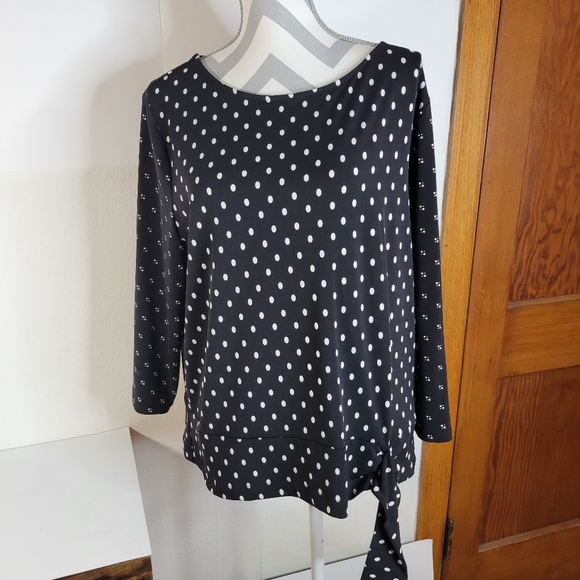 Chicos Black/white polka dot Tie side Top Size 3 - Picture 1 of 8